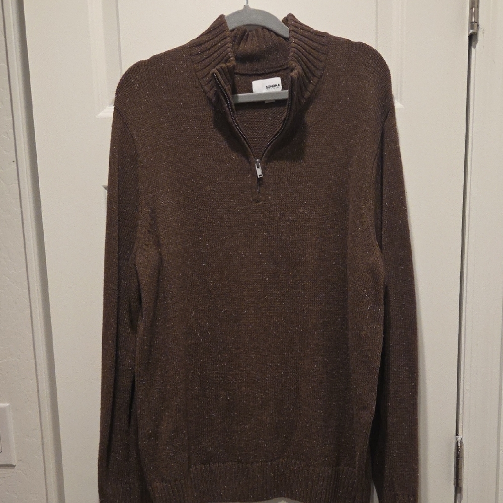 Banana Republic Men's Chocolate Zip-Up Sweater